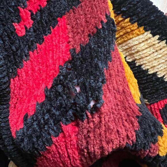 VINTAGE Y2K Tiger Stripe Knit Sweater Jacket Size Large Maximalist Striped - Picture 9 of 9